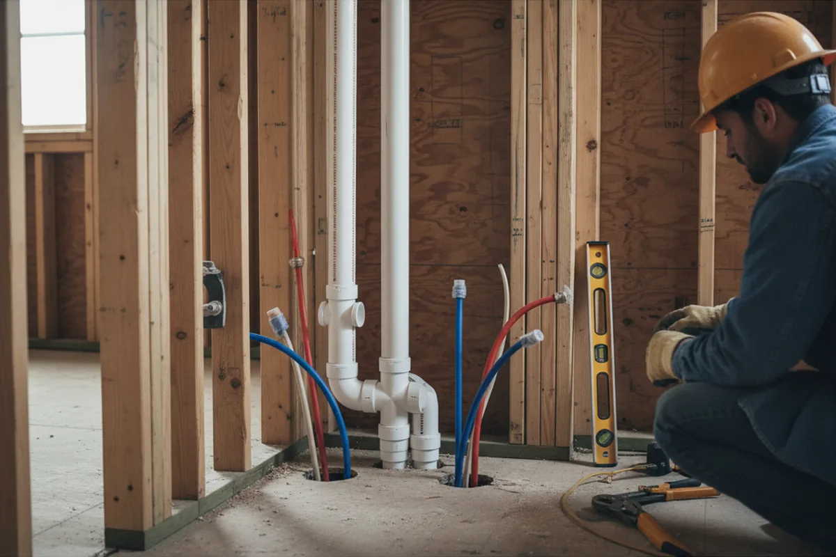 Drain and supply rough-in during Sump Pump Repair in Clemmons