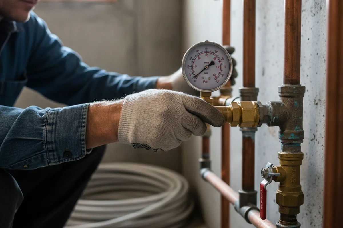 Pressure testing a repaired line during Water Line Repair in Clemmons